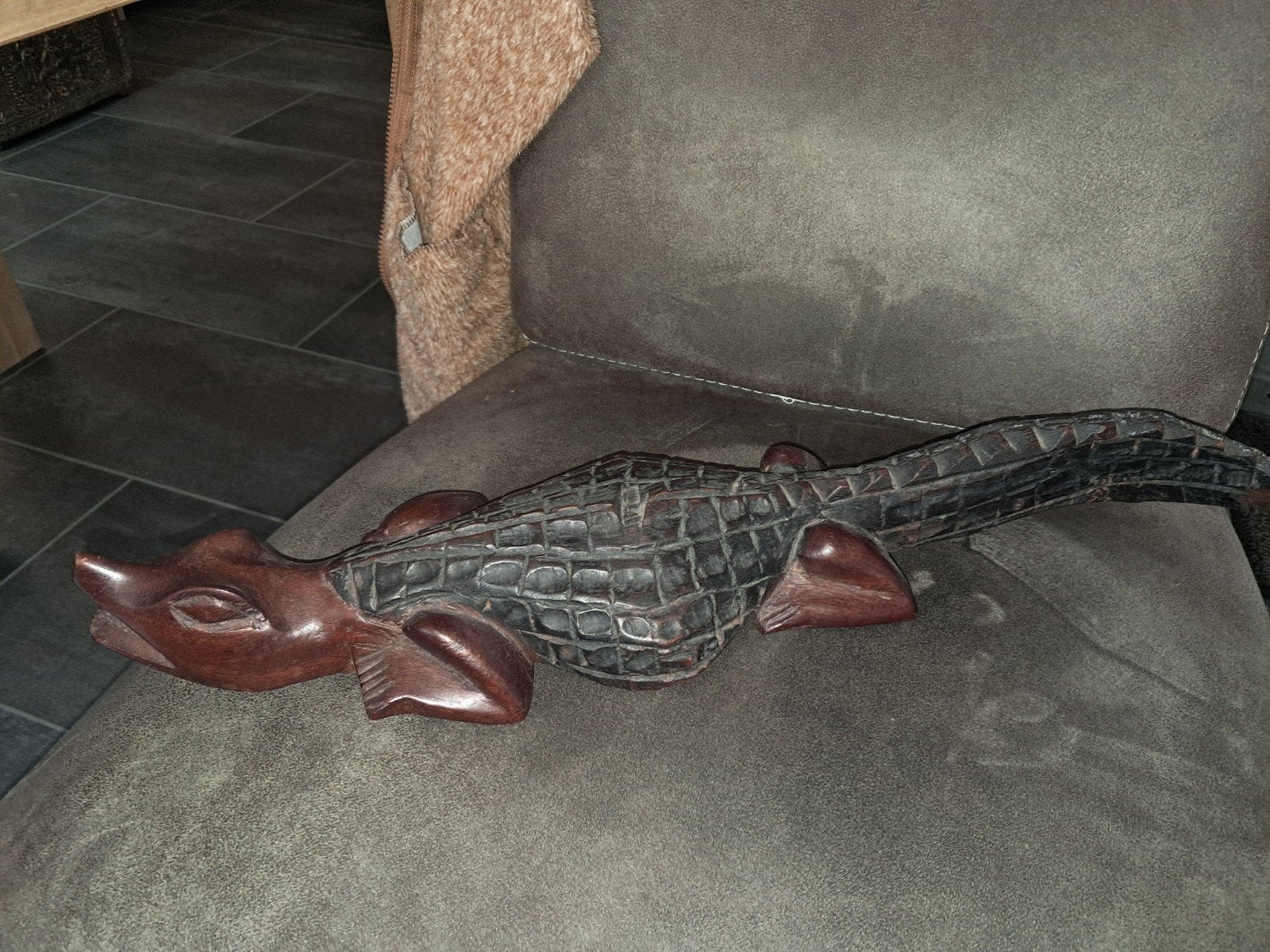 mooie handgesneden houten krokodil, Ophalen of Verzenden