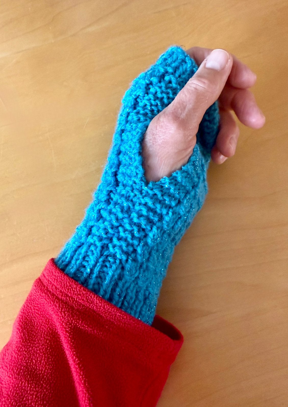 Gebreide, vingerloze handschoenen (one size), Kleding | Dames, Ophalen of Verzenden, Zo goed als nieuw, Handschoenen
