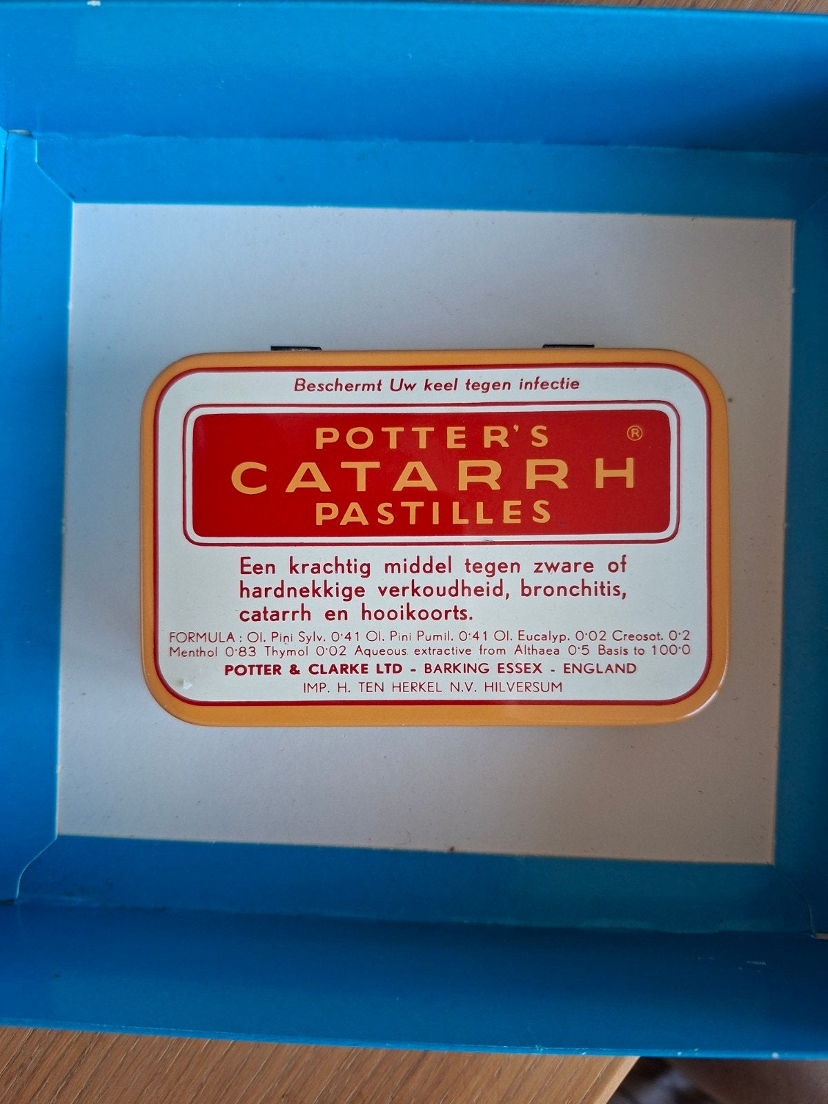 Blikje vintage van Potter's CATARR H Pastilles, Verzamelen, Ophalen of Verzenden, Gebruikt, Overige