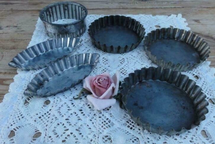 Nog 3 Franse brocante ronde bakvormpjes, Antiek en Kunst, Ophalen of Verzenden