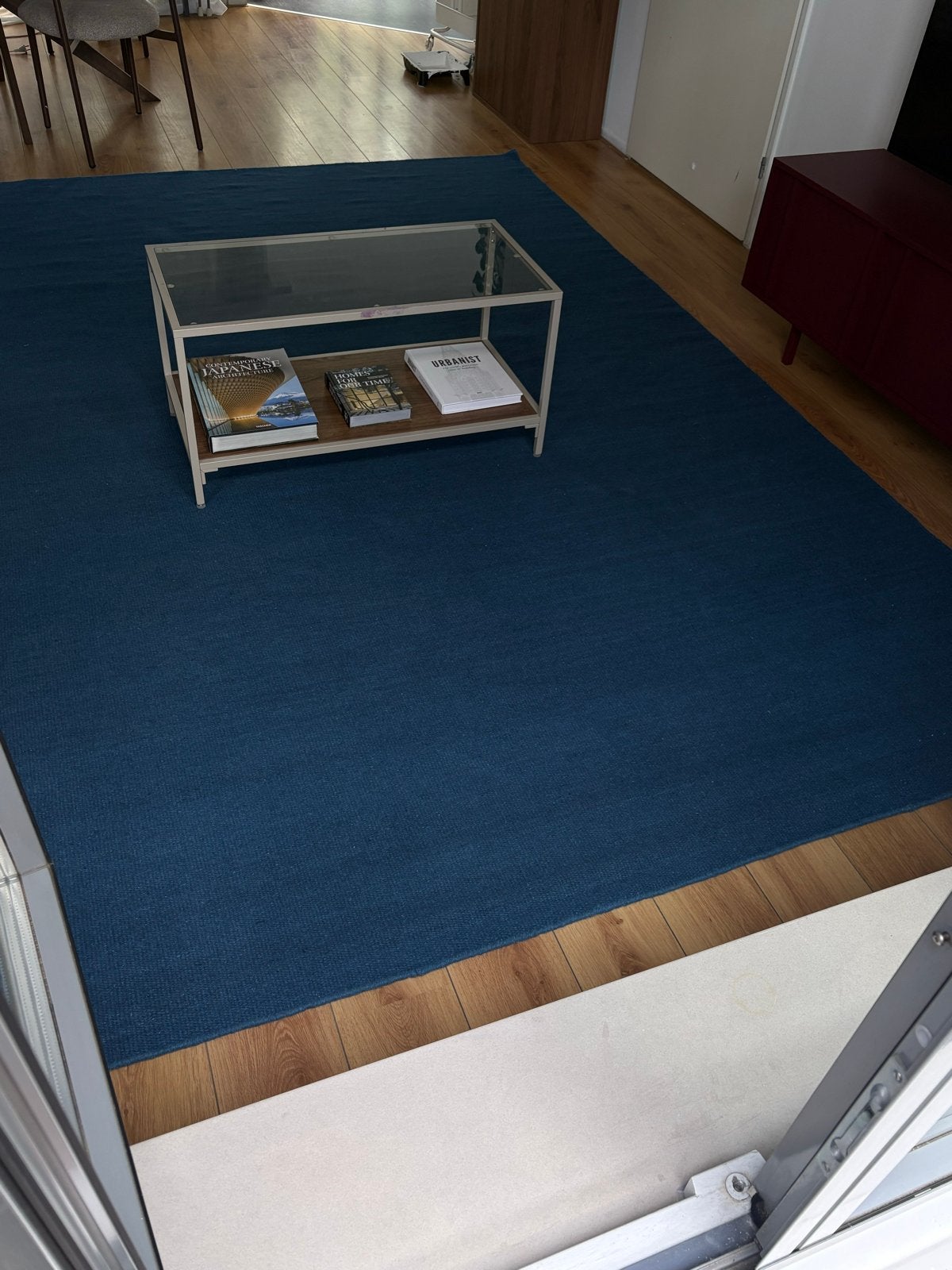 Wollen Vloerkleed 240 x 340 cm +  Antislip Ondertapijt, Ophalen, Blauw, 200 cm of meer, Rechthoekig