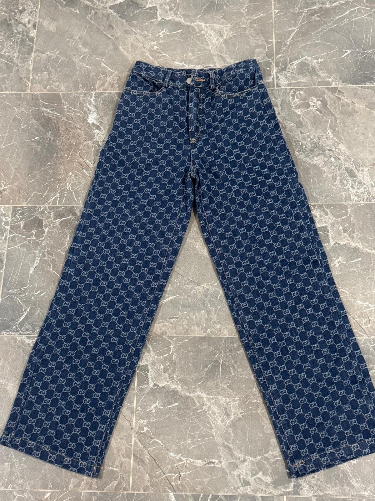 Gucci Dames Jeans met GG-patroon, Blauw, Overige jeansmaten, Ophalen of Verzenden, Gucci
