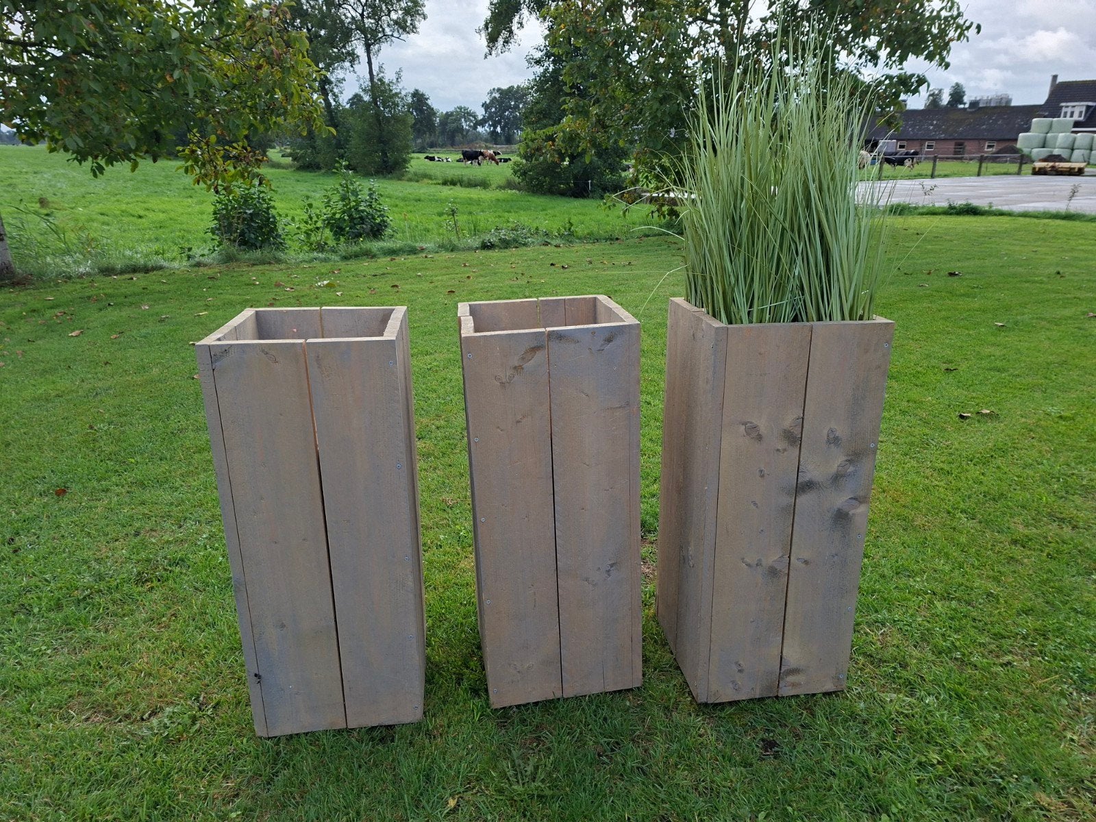 3 mooie bloembakken van geschaafd steigerhout. Prijs voor 3., Ophalen, Vierkant, Nieuw, 60 cm of meer