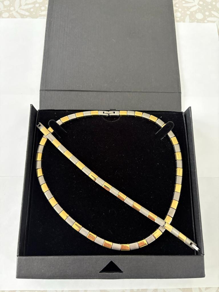 Boccia Titanium Collier Bicolor 45cm - Uniek Design, Ophalen of Verzenden, Zo goed als nieuw, Overige kleuren, Overige materialen
