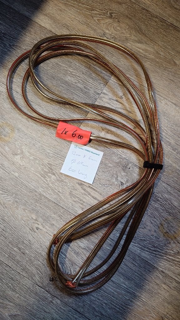 Zware Luidsprekerkabel Transparant - 6 meter (12x6 mm), Ophalen of Verzenden, Gebruikt, 5 tot 10 meter, Luidsprekerkabel