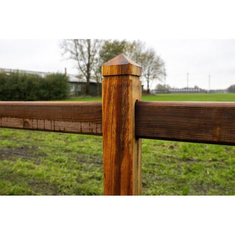 Hardhouten Doorsteek omheining met Grenen liggers, Weidegang, 4 paarden of pony's of meer
