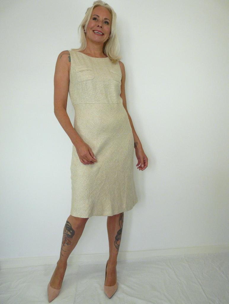 *Abfab Ivo Nikkolo Boucle Jurk 40*, Maat 38/40 (M), Ivo Nikkolo, Beige, Ophalen of Verzenden
