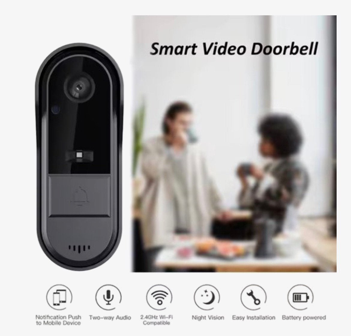 Smart Video Deurbel Draadloze deurbel met camera Full HD, Ingebouwde camera, Nieuw, Ophalen of Verzenden, Info@steen.com