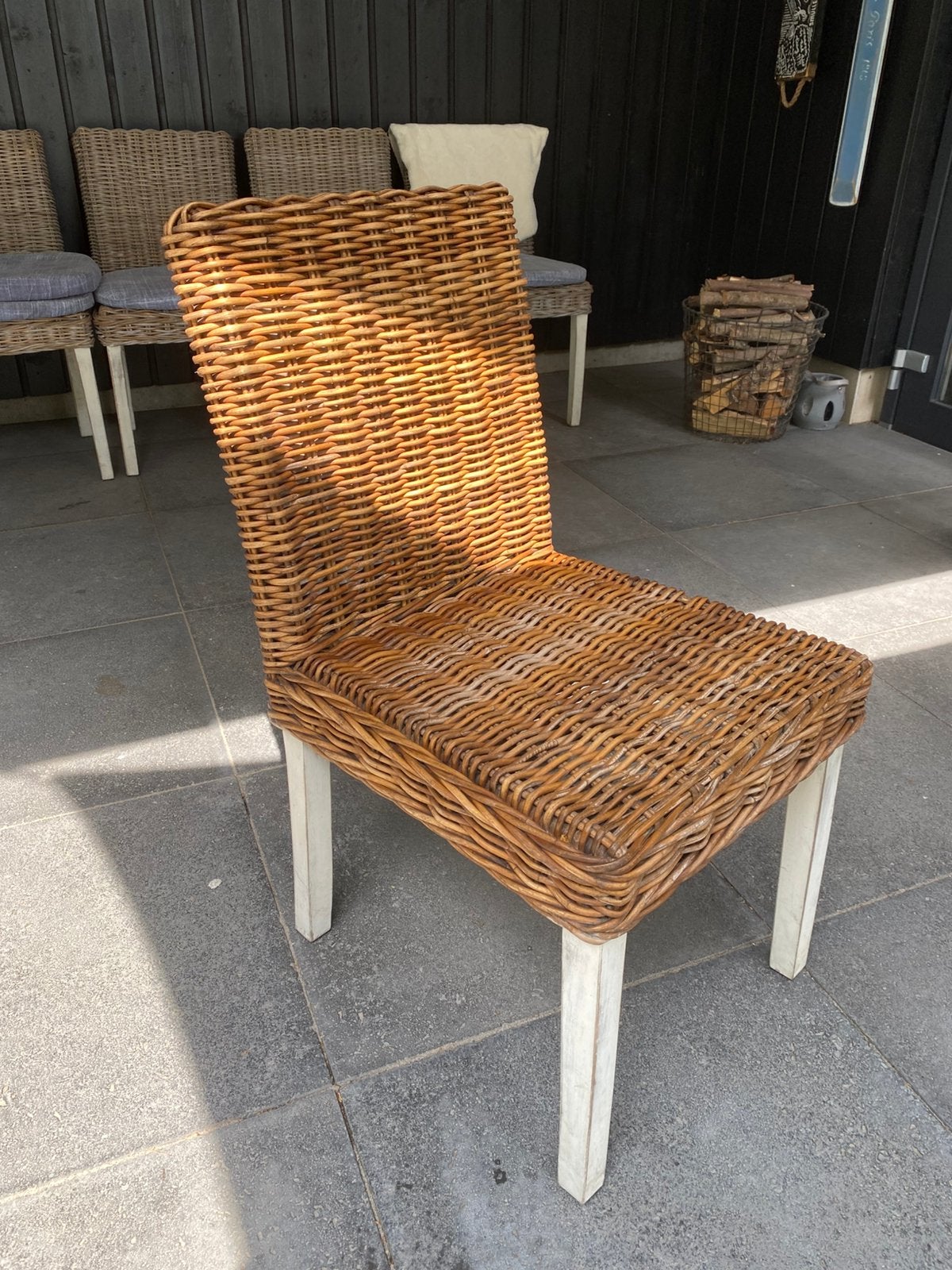 6 rotan tuin/terrasstoelen - € 5,00 p/st., Tuin en Terras, Ophalen, Gebruikt, Hout