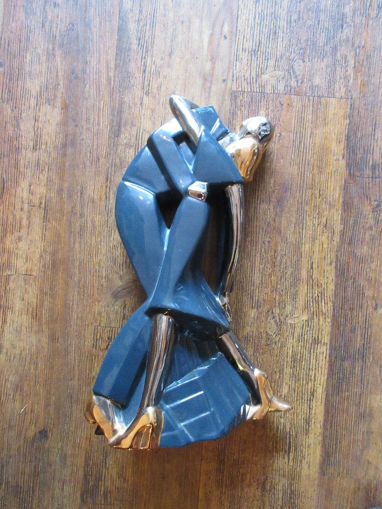 Stijldansen beeld goud standbeeld aardewerk tango kubisme, Antiek en Kunst, Ophalen