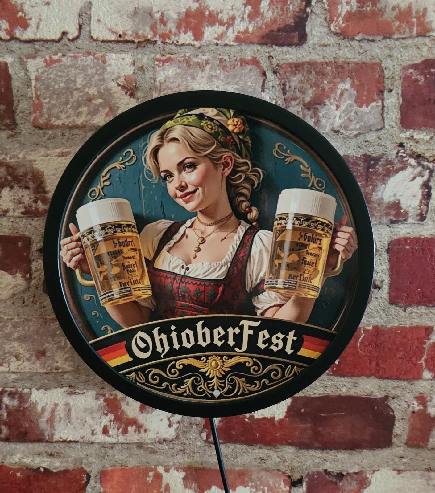 Oktoberfest thema LED Reclamebord - 20 cm Doorsnede, Ophalen of Verzenden
