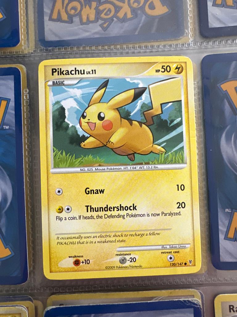 Pikachu LV.11 2009 Zeldzaam Pokémon Kaart 120/147, Ophalen, Gebruikt, Losse kaart