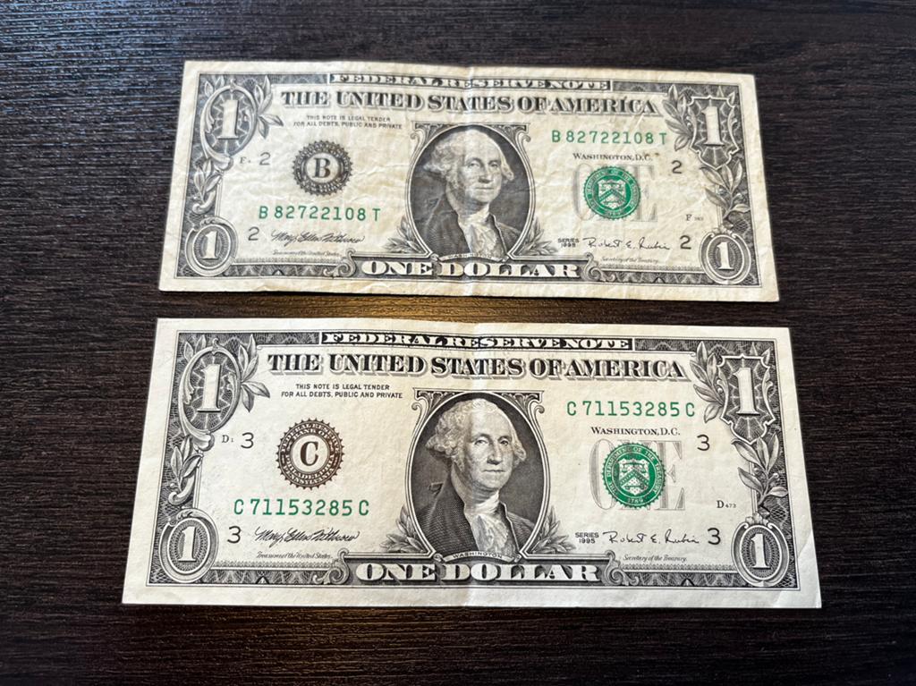 2 x 1 Amerikaanse Dollar biljet, Ophalen of Verzenden, Noord-Amerika
