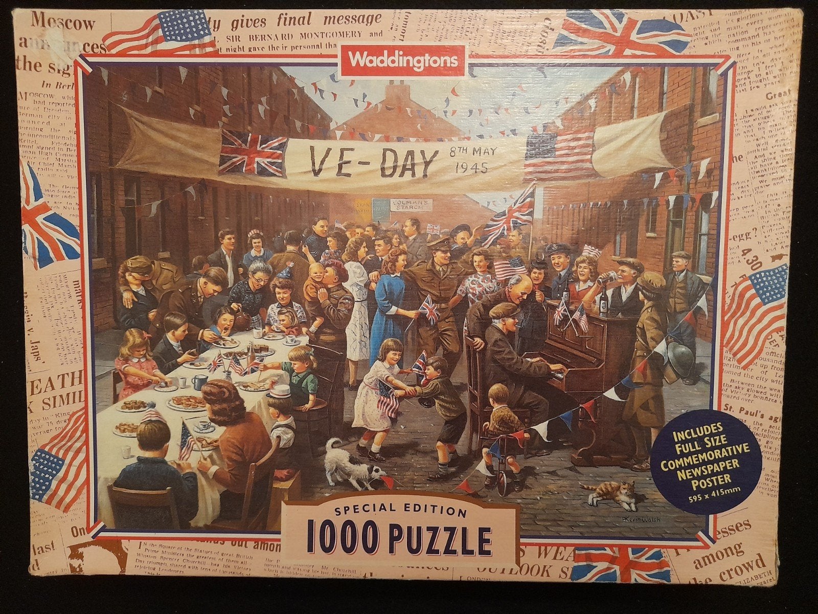 Puzzel Morrisons VE Day 1.000 stukjes met krant, Ophalen of Verzenden, 500 t/m 1500 stukjes, Zo goed als nieuw