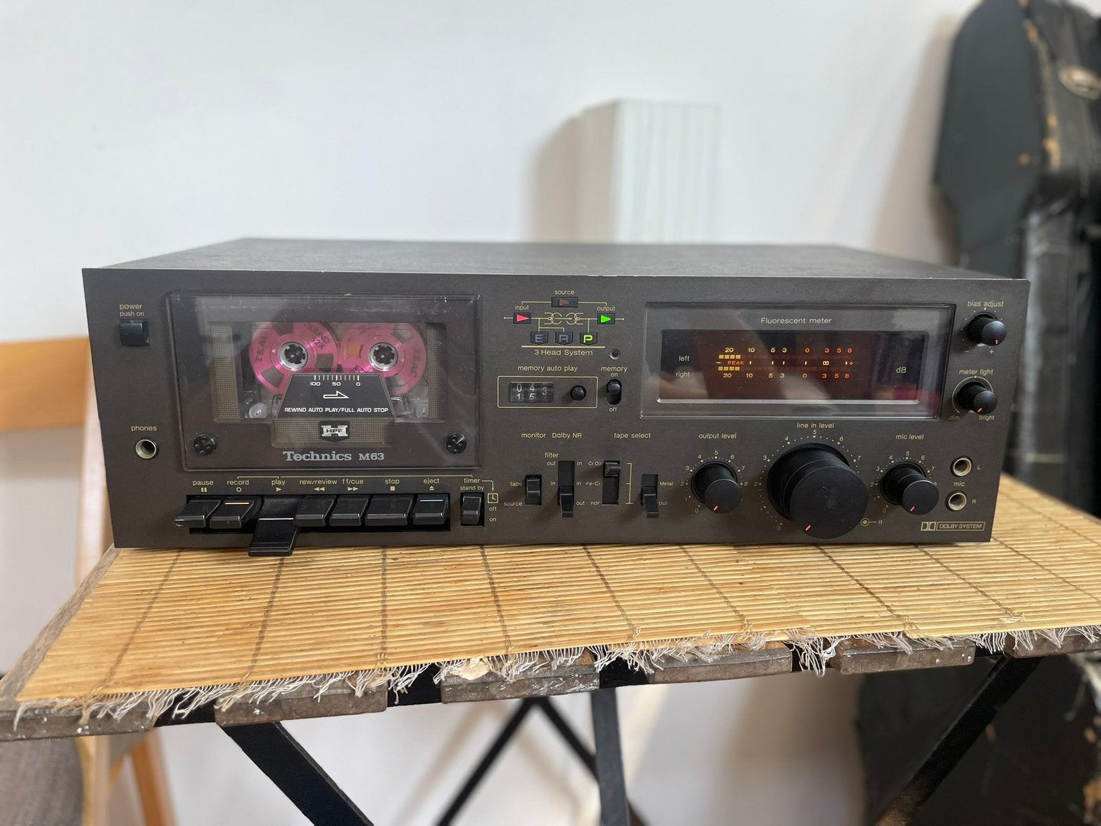 Technics RS-M63 – 3 kops cassettedeck, heeft service gehad, Ophalen of Verzenden, Enkel, Overige merken, Tape counter