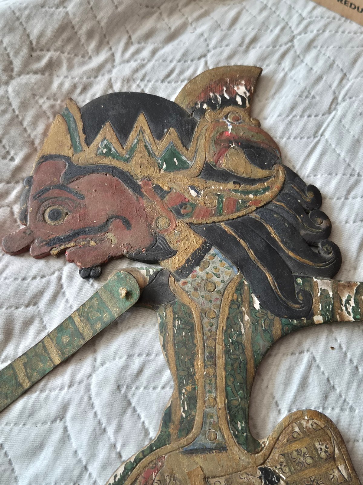 Antieke Houten Schaduwpop - Wayang Kulit Stijl, Ophalen of Verzenden