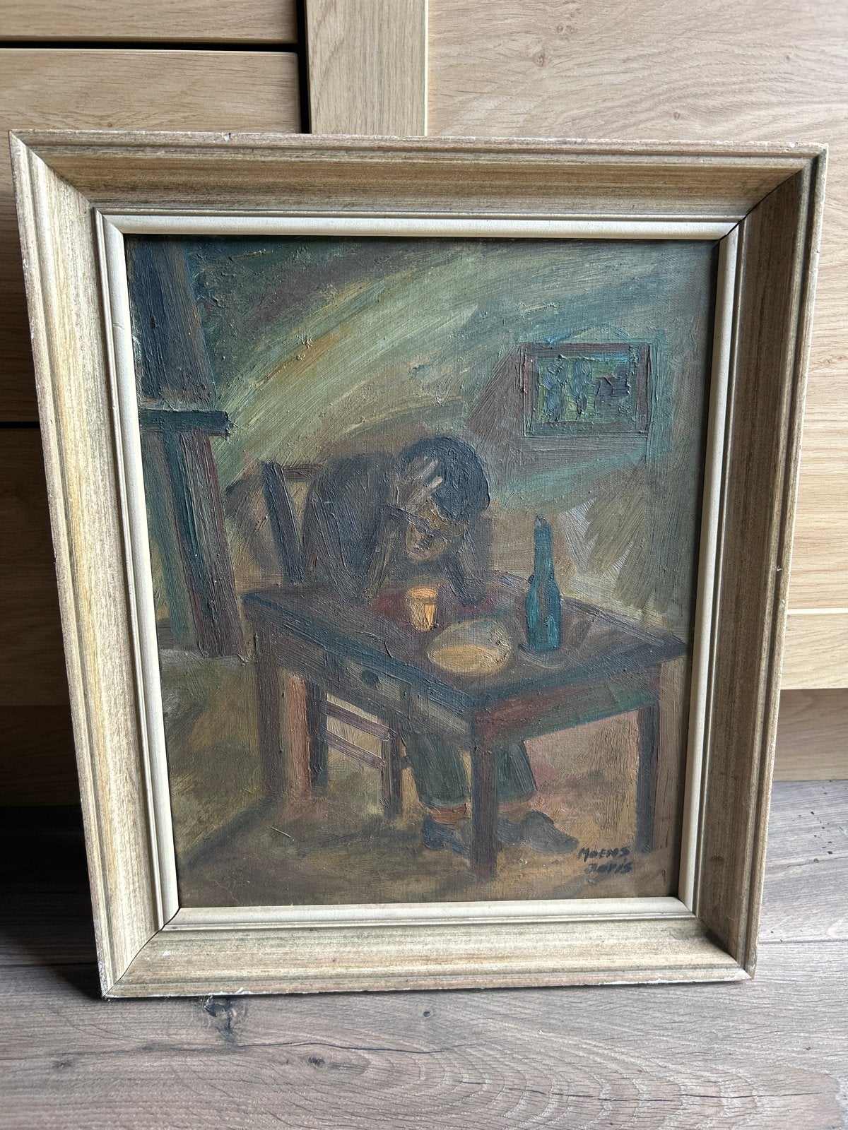 Schilderij Joris Moens - "De Denker", Ophalen, Doek, Portret of Personen, Expressionistisch