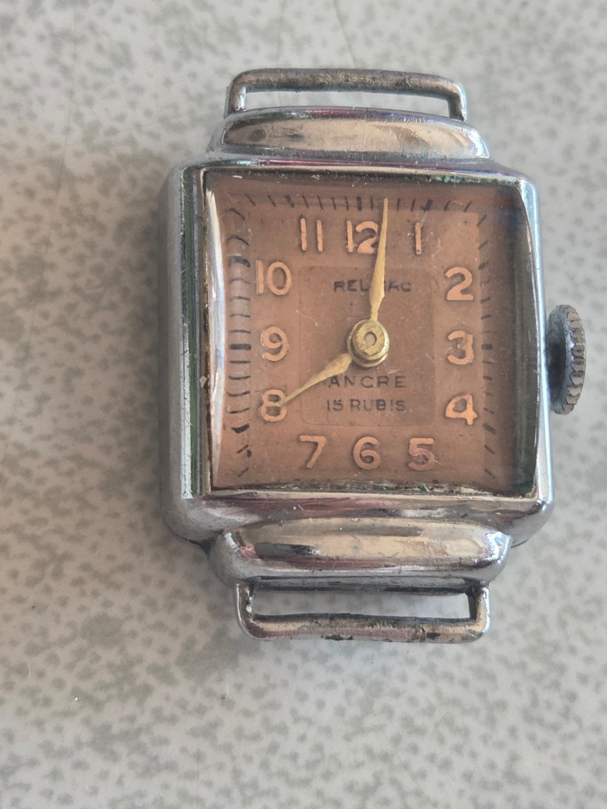 Vintage Relic Ancre 15 Rubis Polshorloge - Jaren '30-'60, Overige merken, Staal, Polshorloge, 1930 tot 1960