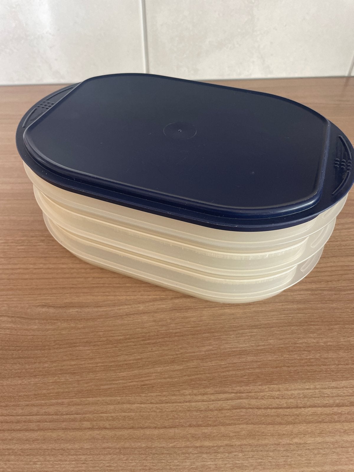 Tupperware bewaardozen set - 3 stuks met deksel, Ophalen, Gebruikt, Bewaardoos, Blauw