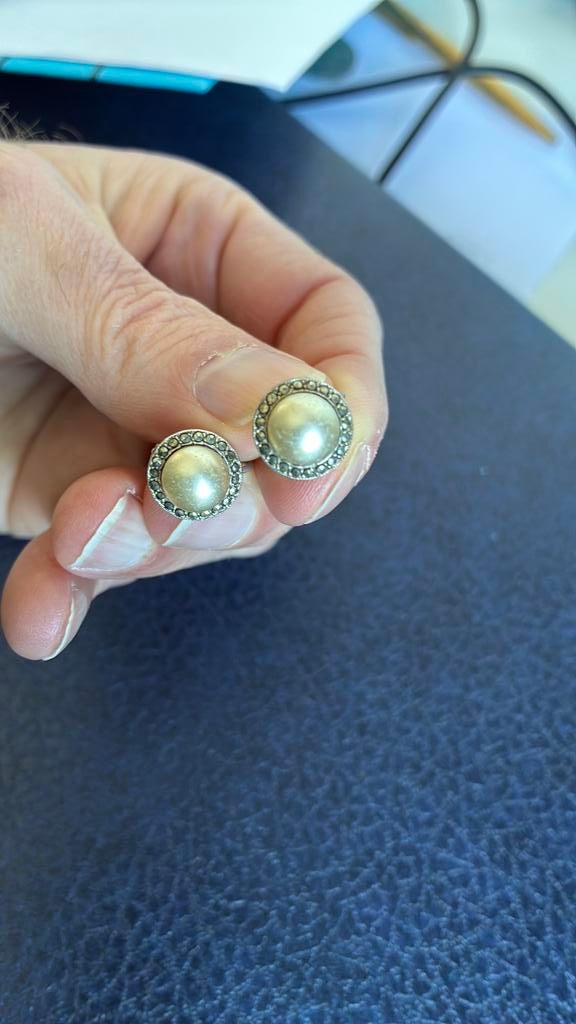 Zilver oordrukkers 830 keur parel markasiet klassiek, Ophalen of Verzenden, Zo goed als nieuw, Zilver
