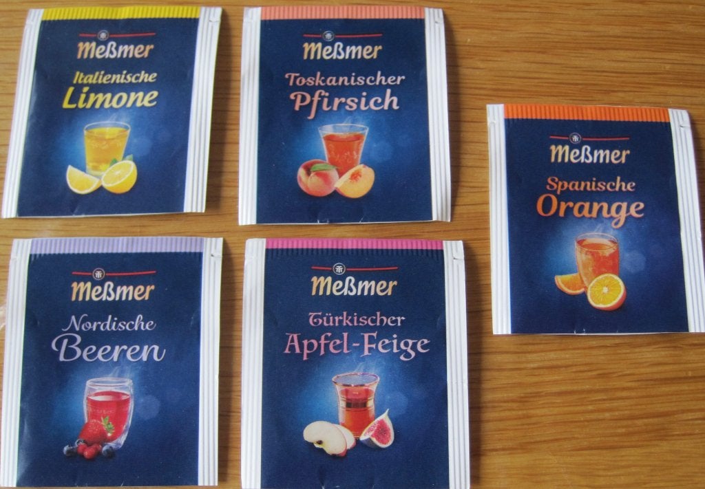 Vijf verschillende theezakjes van Messmer landen thee, Verzenden, Theezakje(s)