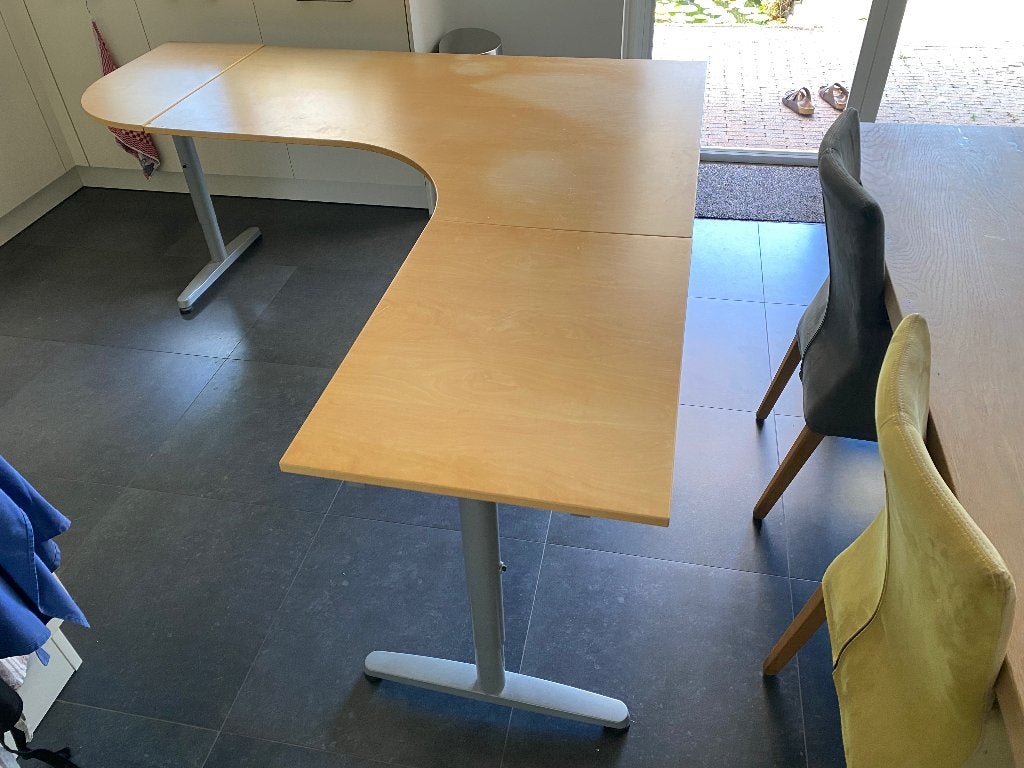 Hoekbureau incl. ladenblok en bureaustoel, Huis en Inrichting, Bureaus, Gebruikt, Spaanplaat of MDF, Hoekbureau, IKEA