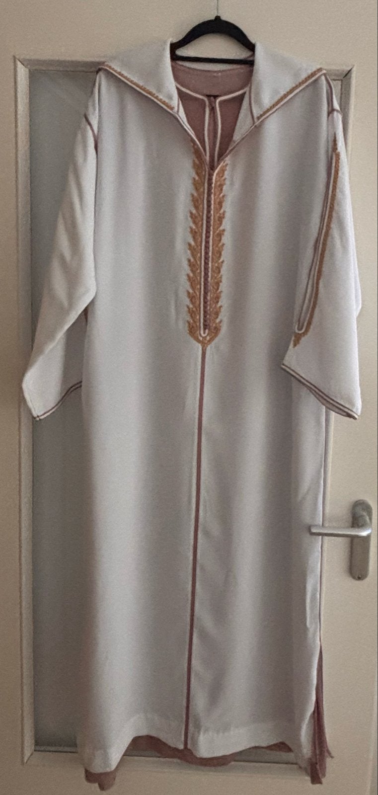 Witte Marokkaanse Djellaba met gouden borduursels, Overige typen, Wit, Zo goed als nieuw, Ophalen