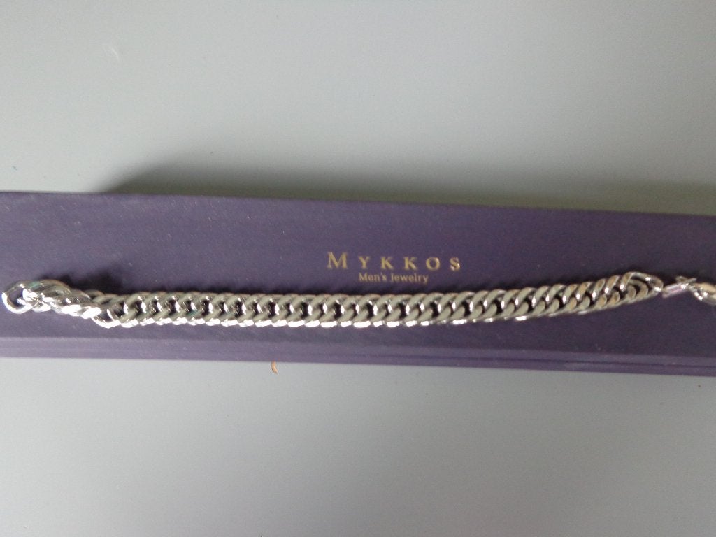 zilverkleurige dames/herenarmband van Mykkos, 19 cm, Verzenden, Zo goed als nieuw, Zilver, Overige materialen