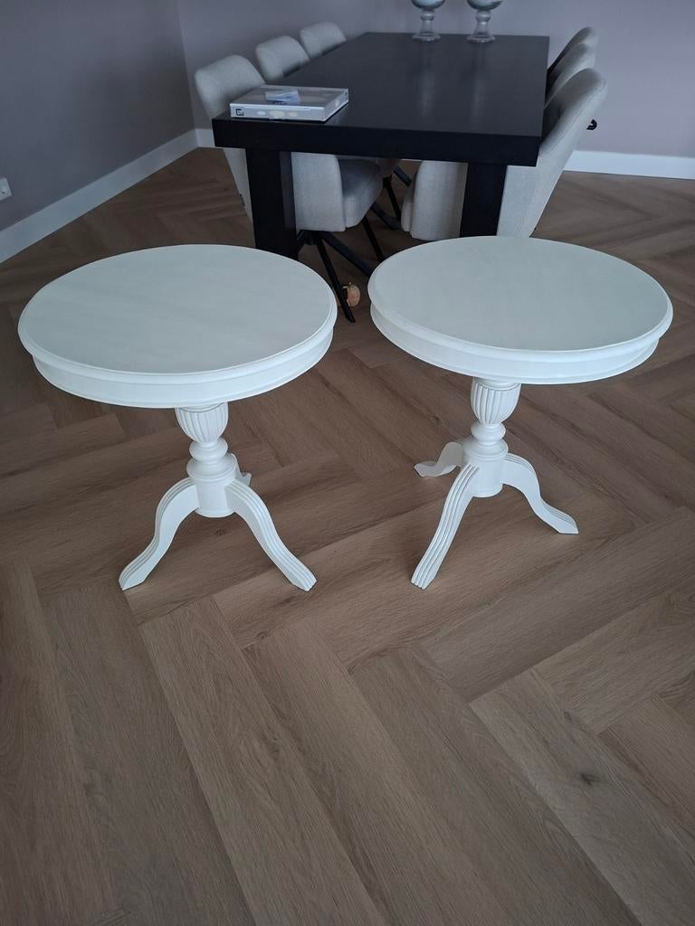 Wijntafel (2x) z.g.a.n., Huis en Inrichting, Tafels | Bijzettafels, Ophalen, Rond, 60 cm of meer, Hout