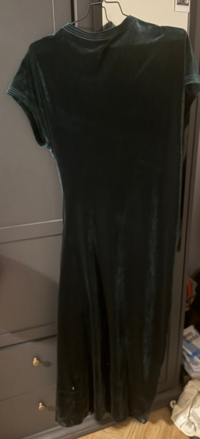 Zara fluwelen jurk met spleet - Donkergroen, Maat 46/48 (XL) of groter, Ophalen of Verzenden, Zo goed als nieuw, Onder de knie