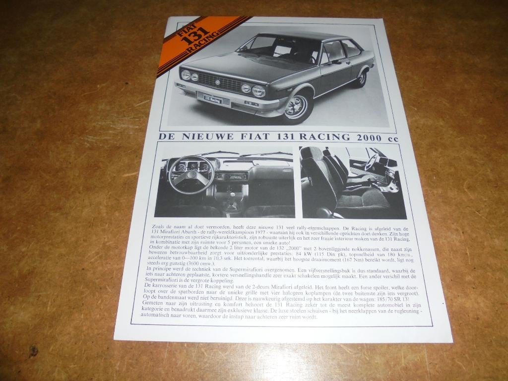 leaflet Fiat 131 Racing 1981, Ophalen of Verzenden, Nieuw, Overige merken