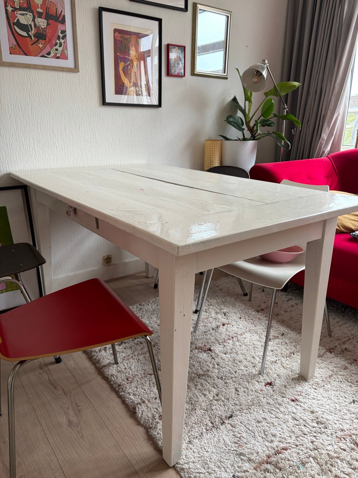 Houten tafel – 160 x 90 cm (opknapper), Ophalen, Gebruikt, Eikenhout, 50 tot 100 cm