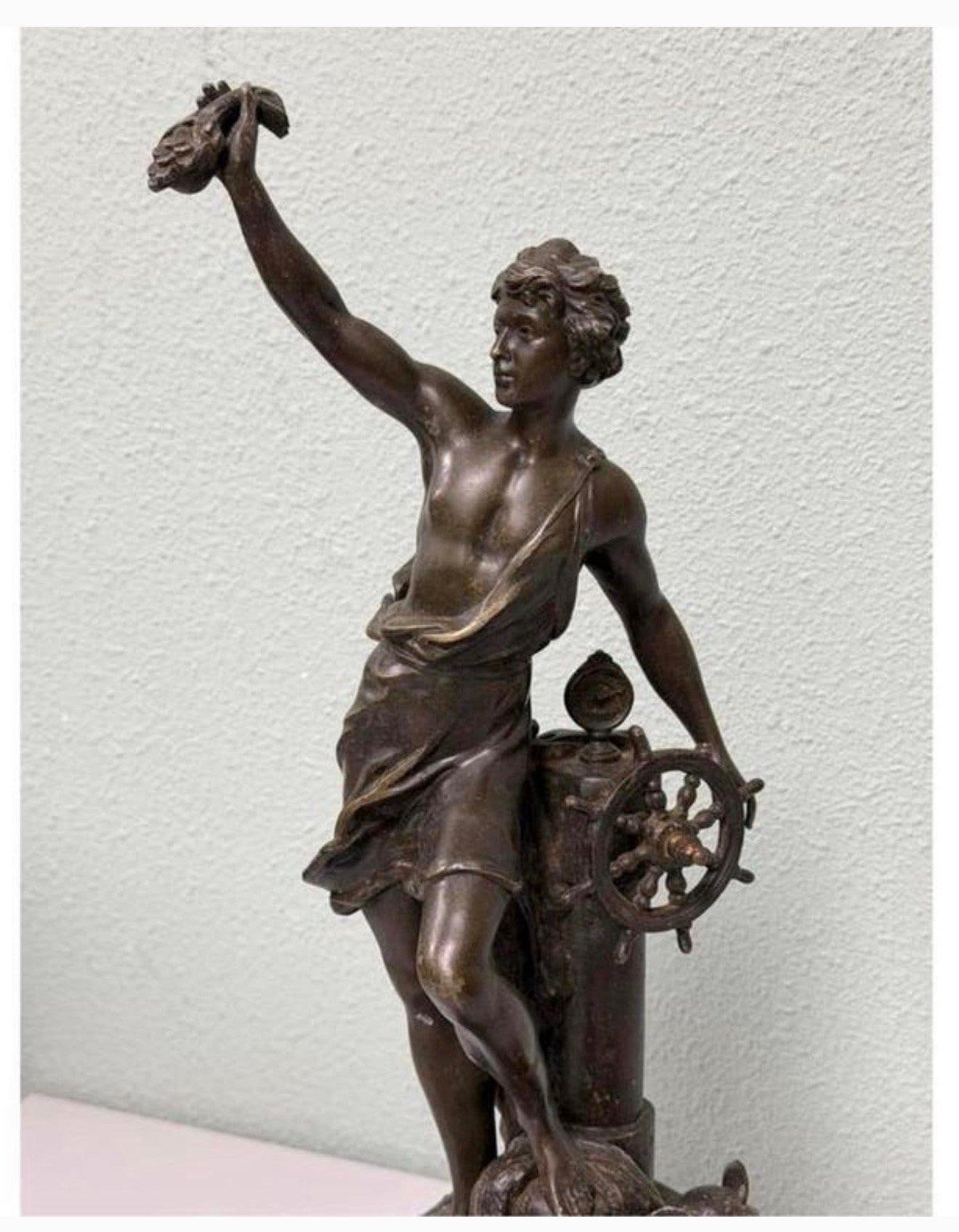 Zeldzaam antiek beeld “Commerce” Charles Octave Levy 1820-99, Antiek en Kunst, Ophalen of Verzenden, Handgemaakt, 50 - 100 cm