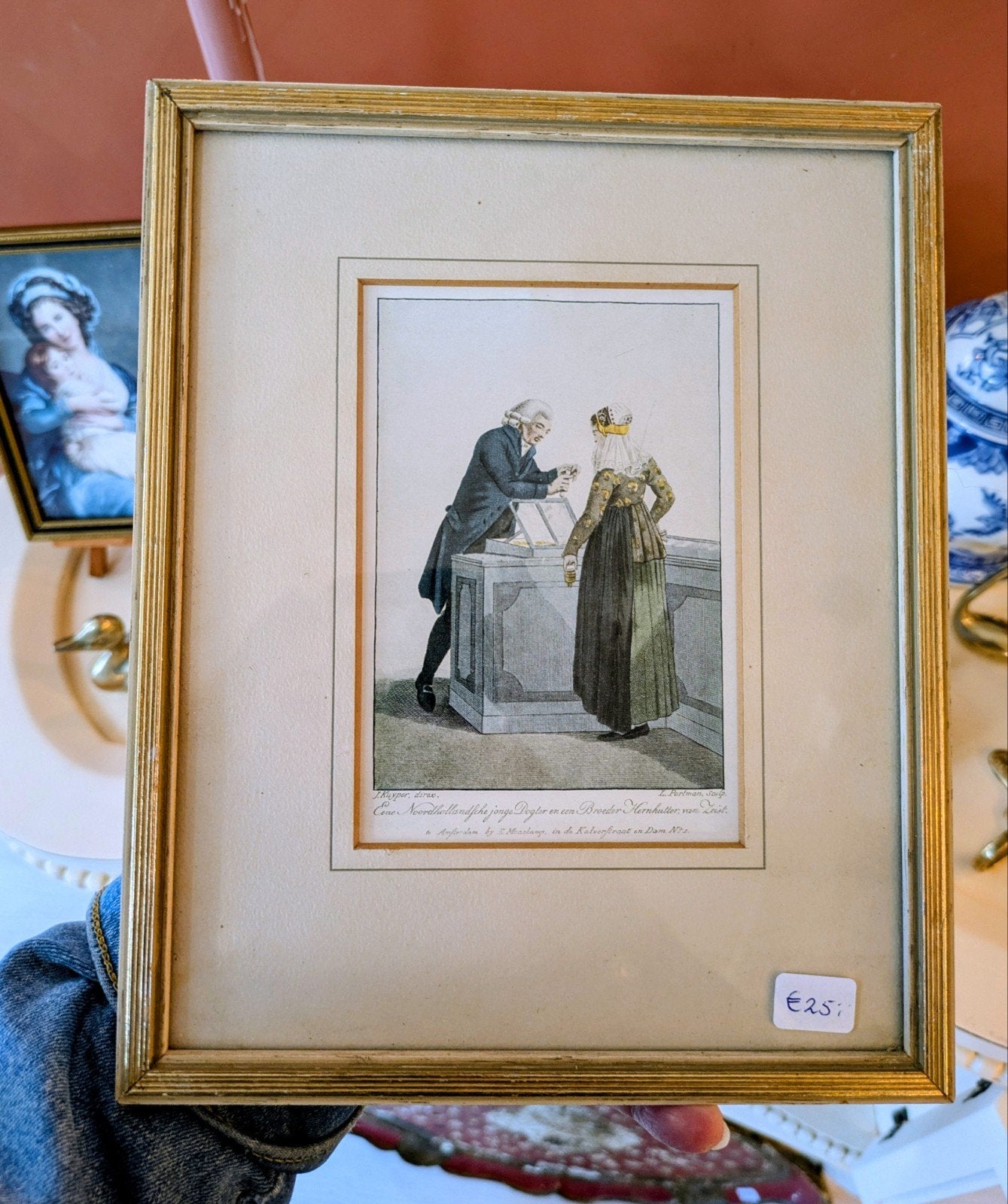 Antieke Gravure Historische Kostuumserie, Ophalen of Verzenden, Mode, Ingelijst, 1800 - 1899