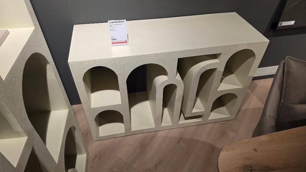 Luxe design wandkast Fayette – zandkleur – showroommodel, Ophalen, Zo goed als nieuw, 25 tot 50 cm, Minder dan 100 cm
