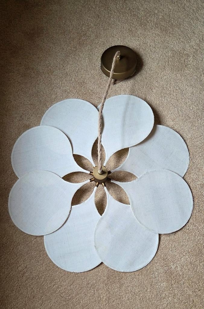 Bloem Hanglamp Linde beige stof karwei doorsnede 60 cm!, Ophalen, Stof