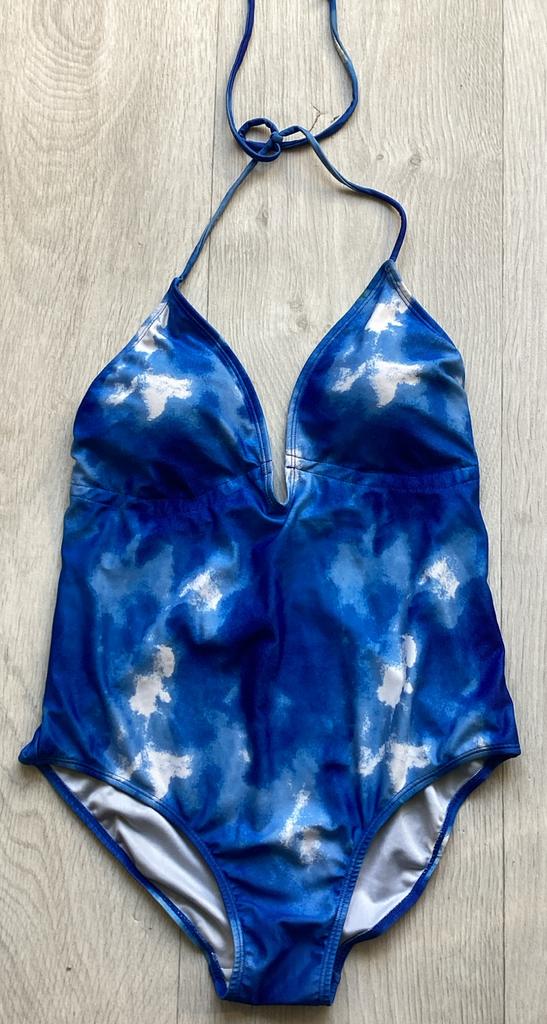Blauwe badpak met halternek maat 44 van Esmara, Kleding | Dames, Ophalen of Verzenden, Zo goed als nieuw, Blauw, Badpak
