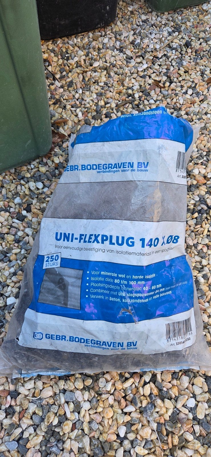 Halve zak Uni-Flexplug 140x8 isolatiepluggen, Doe-het-zelf en Verbouw, Ophalen of Verzenden, Nieuw, 100 tot 250 mm, Pluggen