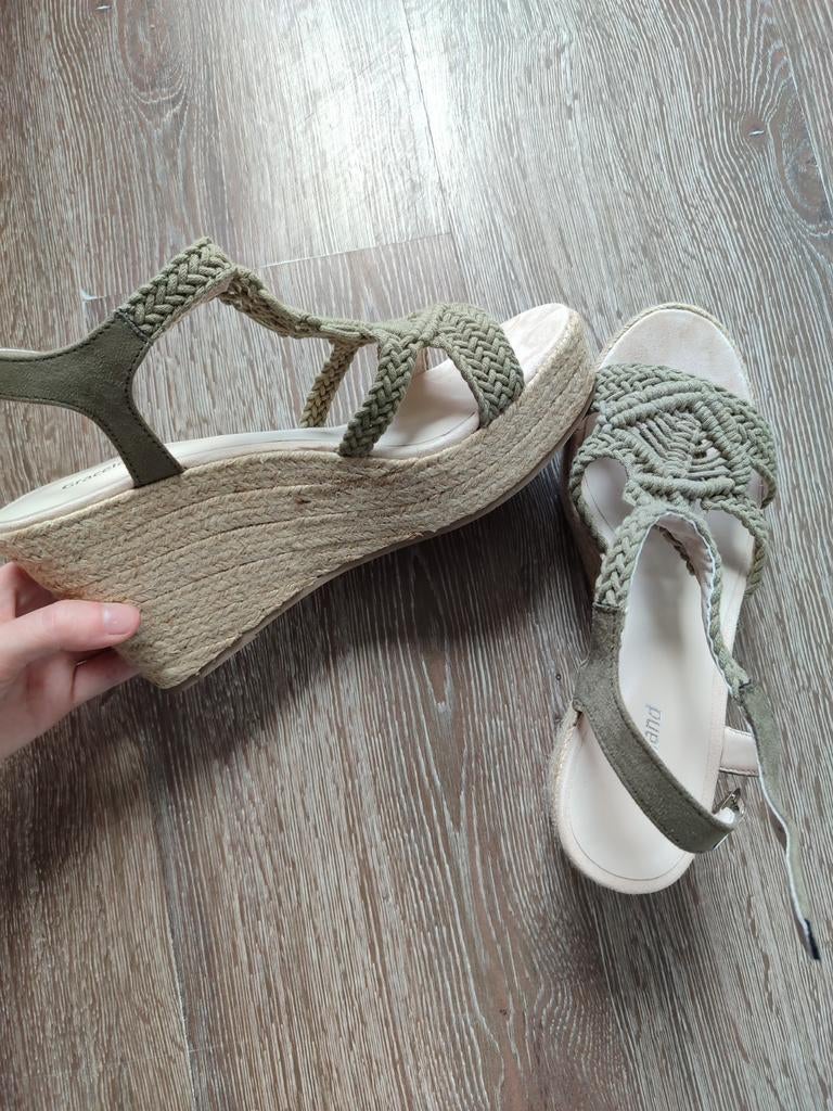 Sleehakken maat 39 - 1x gedragen, Kleding | Dames, Schoenen, Ophalen of Verzenden, Gedragen, Groen, Sandalen of Muiltjes