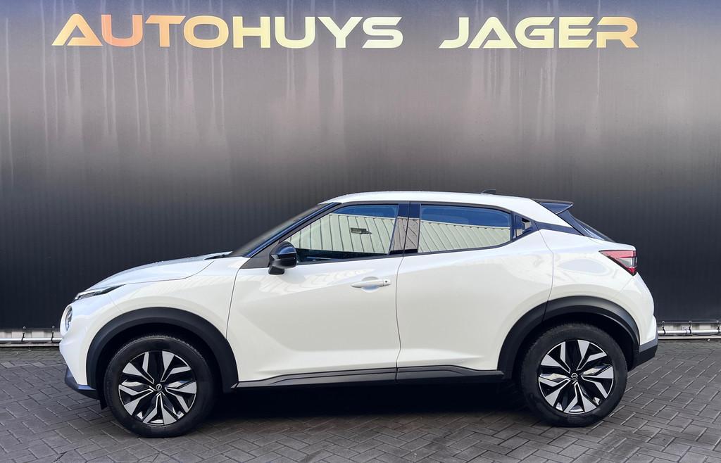 Nissan Juke 1.0 DIG-T Acenta Automaat Camera, Auto's, Nissan, Stof, Gebruikt, Zwart, Wit