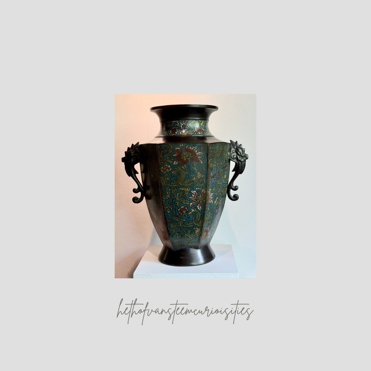 Antieke Cloisonné Vaas - Late Qing (ca. 1880-1900) - 40 cm, Ophalen of Verzenden