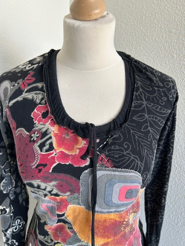 Desigual maat M leuke retro top shirt longsleeve 2233, Kleding | Dames, Maat 38/40 (M), Meerkleurig, Desigual, Ophalen of Verzenden