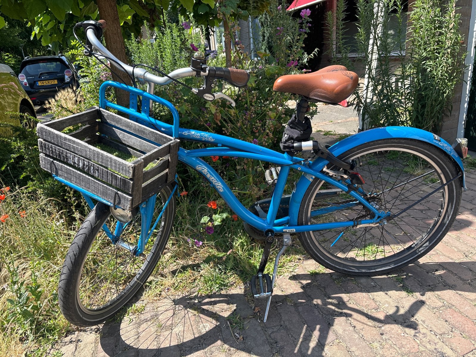 Gazelle Transportfiets kinderfiets- Blauw met krat, Ophalen of Verzenden, Gebruikt