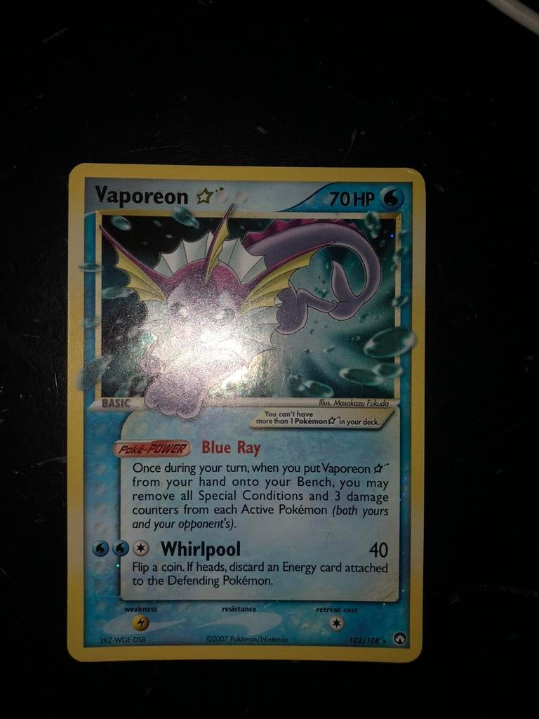 Vaporeon goldstar pokemon kaart, Ophalen, Zo goed als nieuw