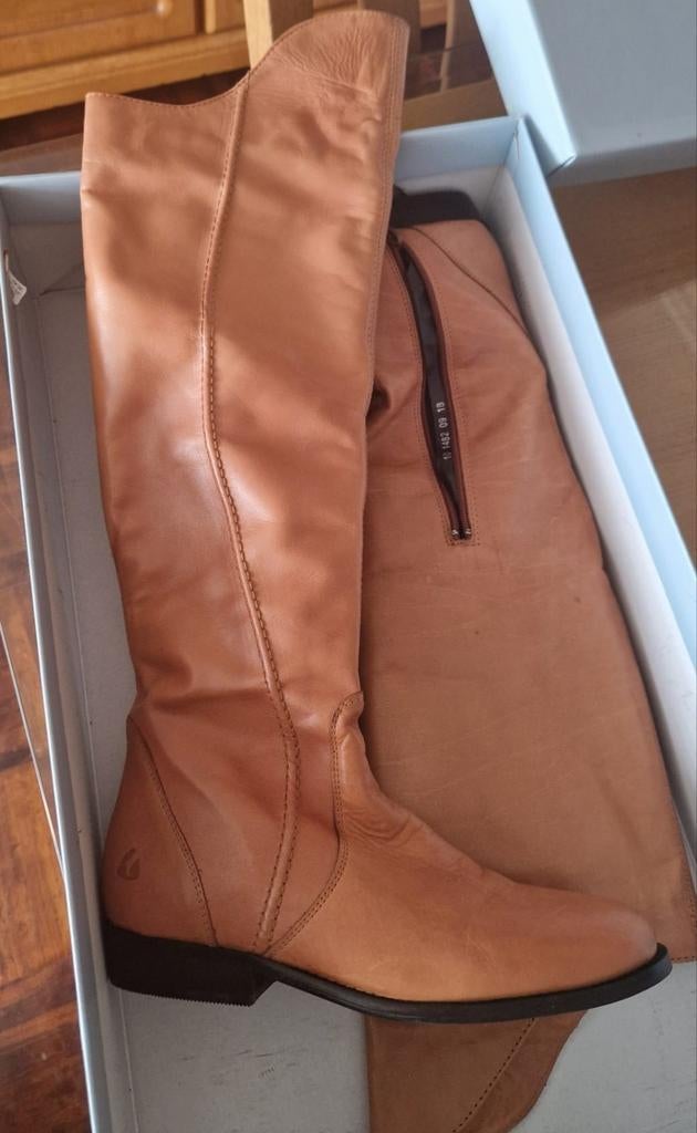 Leren beige/camel dameslaars mt 39 zgan, Hoge laarzen, Beige, Ophalen of Verzenden, Zo goed als nieuw