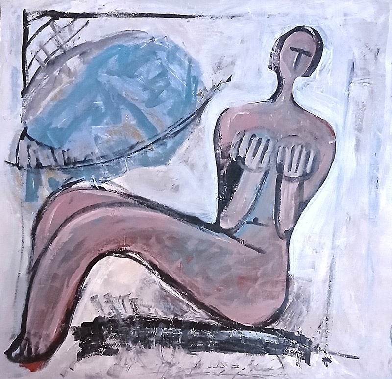 Atelieropruiming – Origineel modern schilderij- Hoge korting, Antiek en Kunst, Kunst | Schilderijen | Modern, Textiel, Figuren