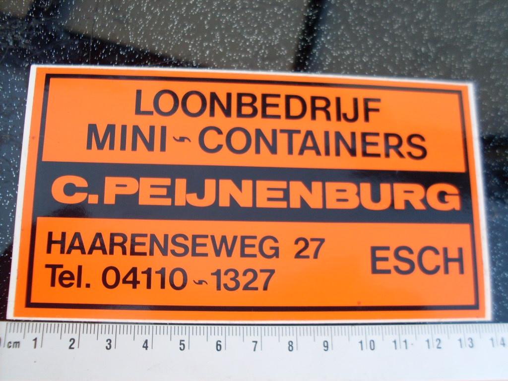 sticker C. Peijnenburg esch loonbedrijf mini containers, Verzenden, Zo goed als nieuw, Bedrijf of Vereniging