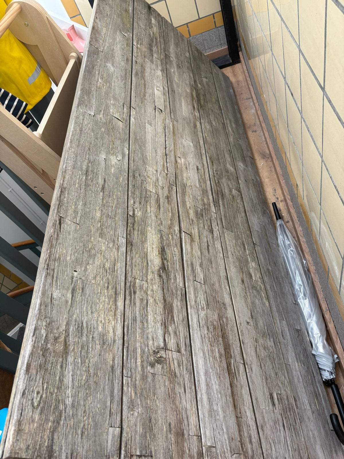 Gratis af te halen: Gebruikte (dak)terras tafel, Tuin en Terras, Ophalen, Gebruikt, Rechthoekig, Hout