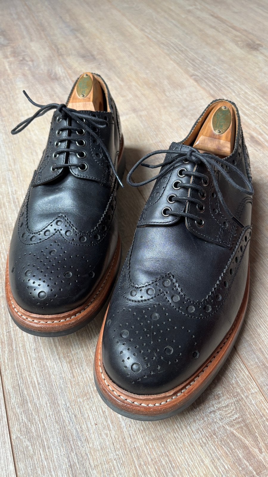 Grenson derby brogue schoenen, prachtig! 9,5 uk 44 G, Zwart, Ophalen of Verzenden, Zo goed als nieuw, Veterschoenen