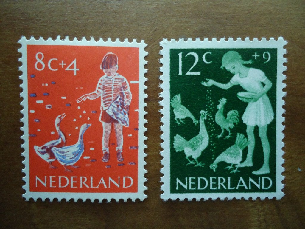 Vogels pluimvee Nederland 1959, mi. 741-42 postfris/ongebrui, Ophalen of Verzenden, Dier of Natuur